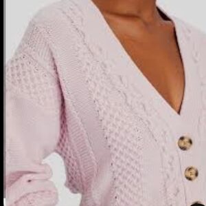 Intermix Light Pink Cable Knit Cardigan